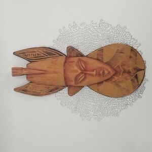 African Queen Hand Carved Wood Mask Wall Hanging